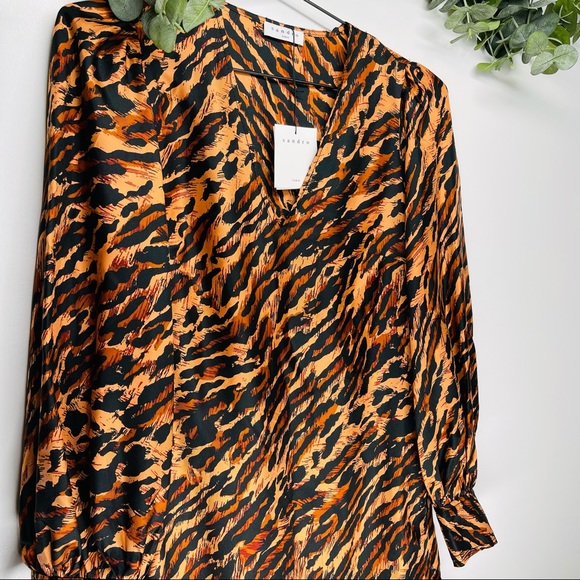 NWT SANDRO Paris - Lunas Silk Leopard Print Mini Dress S - Picture 3 of 13
